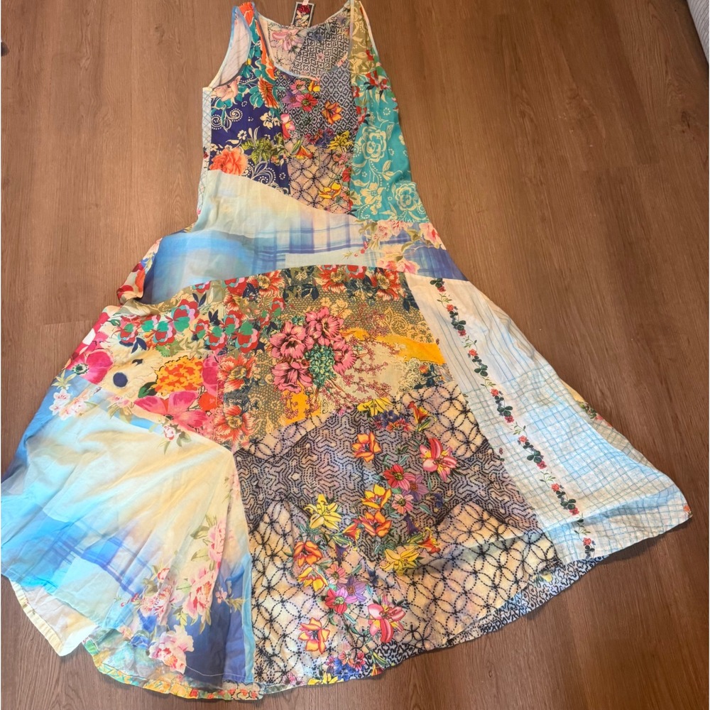 Johnny Was Womens Patchwork Floral Maxi Dress Sleeveless Boho Multi Color Size M